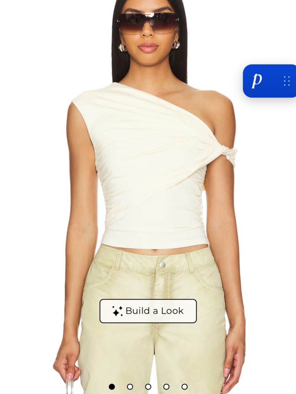 superdown Alessia One-Shoulder Twist Crop Top - Cream